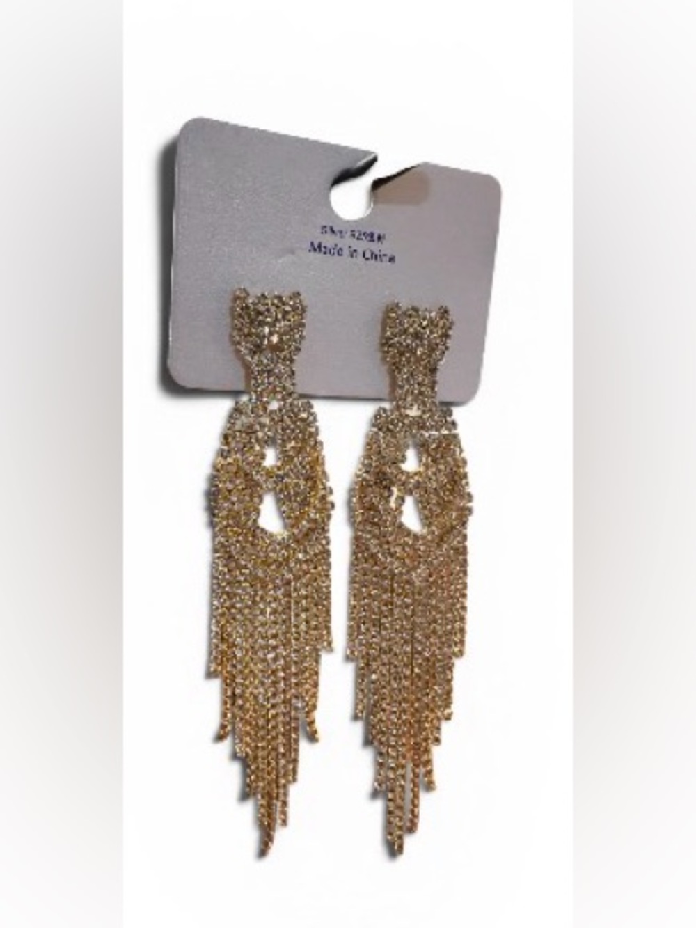 Gold Beaded Fringe Statement Earrings - Elegant Drop Design - Picture 4 of 5